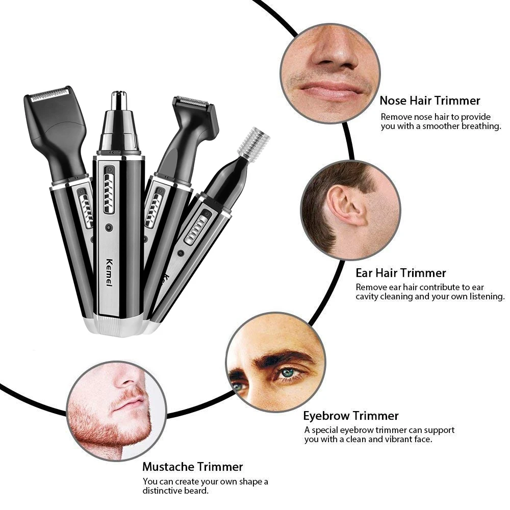Kemei ماكينة تشذيب الشعر الكهر - مراجعة Men'S Grooming Nose And Ear وسعره